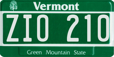 VT license plate ZIO210