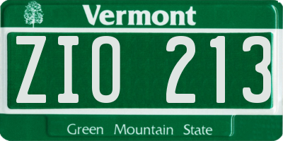VT license plate ZIO213