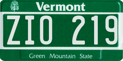 VT license plate ZIO219