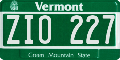 VT license plate ZIO227