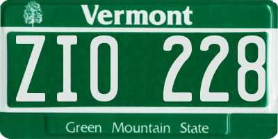 VT license plate ZIO228