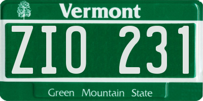 VT license plate ZIO231