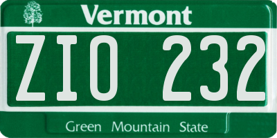 VT license plate ZIO232