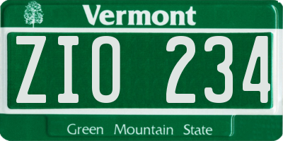 VT license plate ZIO234