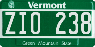 VT license plate ZIO238