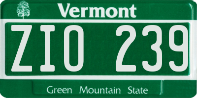VT license plate ZIO239