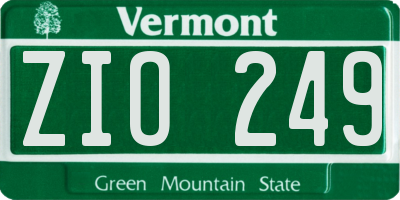 VT license plate ZIO249