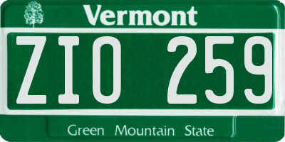 VT license plate ZIO259