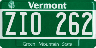 VT license plate ZIO262