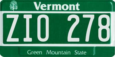 VT license plate ZIO278