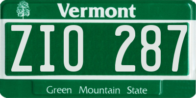 VT license plate ZIO287