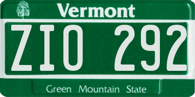 VT license plate ZIO292