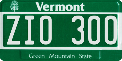 VT license plate ZIO300
