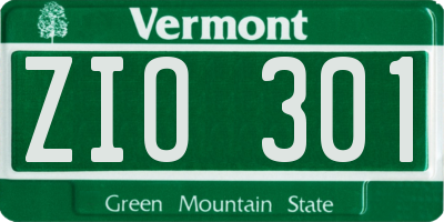 VT license plate ZIO301