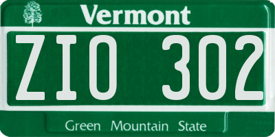 VT license plate ZIO302