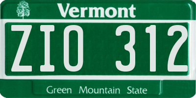 VT license plate ZIO312
