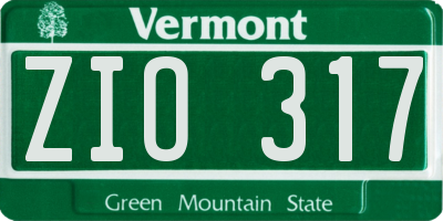 VT license plate ZIO317