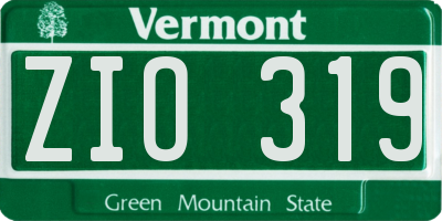 VT license plate ZIO319