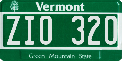 VT license plate ZIO320