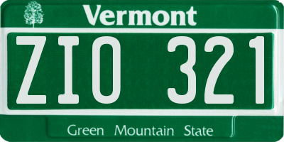 VT license plate ZIO321