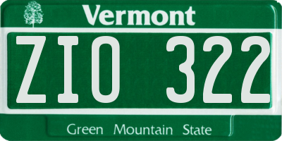 VT license plate ZIO322