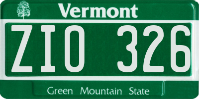 VT license plate ZIO326