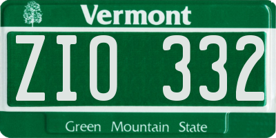 VT license plate ZIO332