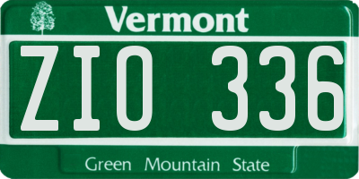 VT license plate ZIO336