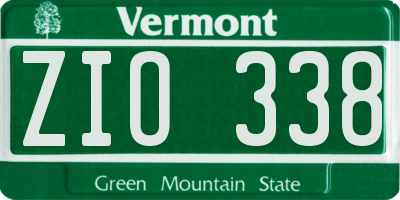 VT license plate ZIO338