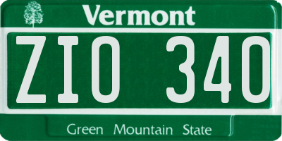 VT license plate ZIO340