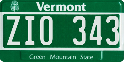 VT license plate ZIO343