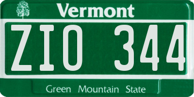 VT license plate ZIO344