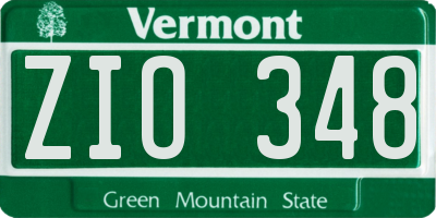VT license plate ZIO348