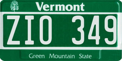 VT license plate ZIO349