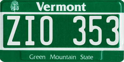 VT license plate ZIO353