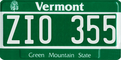 VT license plate ZIO355