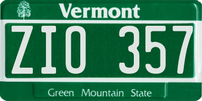 VT license plate ZIO357