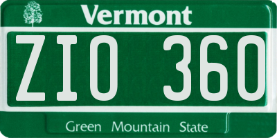 VT license plate ZIO360
