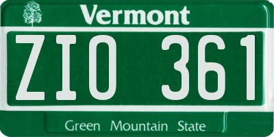 VT license plate ZIO361