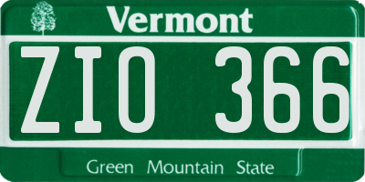 VT license plate ZIO366