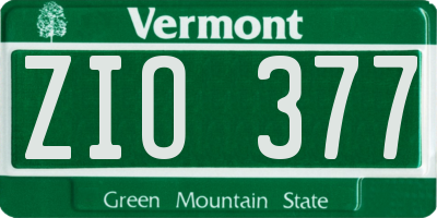 VT license plate ZIO377