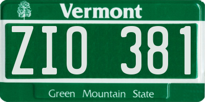 VT license plate ZIO381