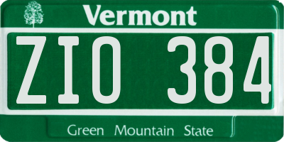 VT license plate ZIO384