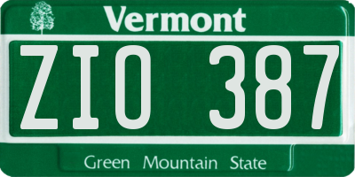 VT license plate ZIO387