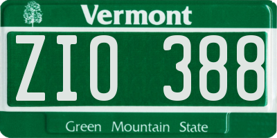 VT license plate ZIO388