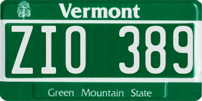 VT license plate ZIO389