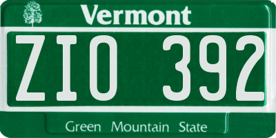 VT license plate ZIO392