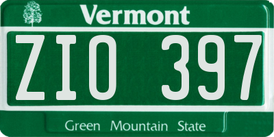 VT license plate ZIO397