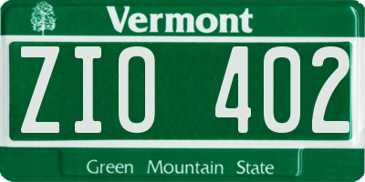 VT license plate ZIO402