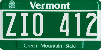 VT license plate ZIO412